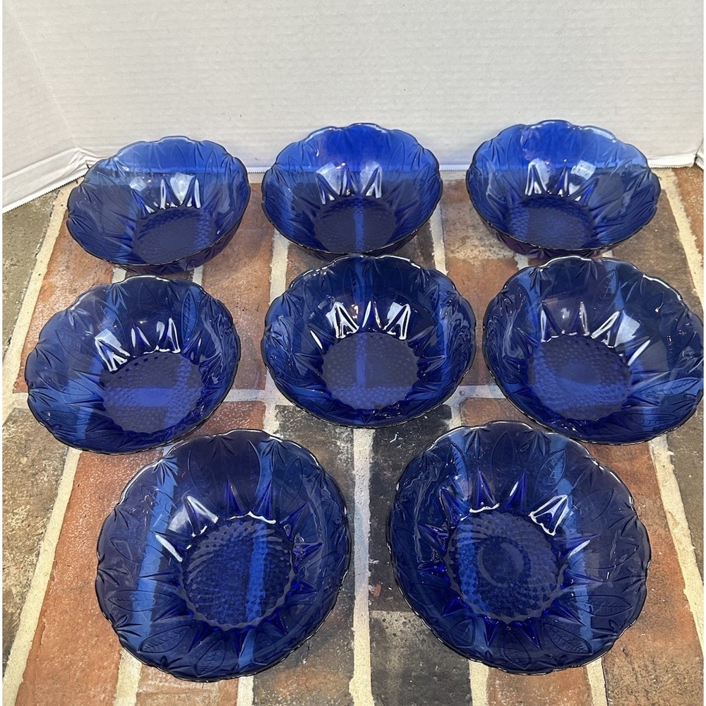 Vintage 70s / 80s Avon Royal Sapphire Cobalt Blue Cereal /Salad Bowls Set of 8